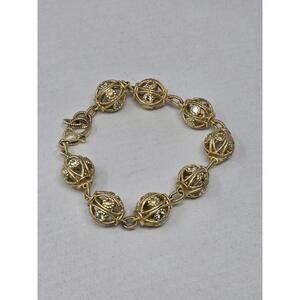 ​Vtg Judith Ripka CZ Sterling Link Bracelet  Filigree Ball
